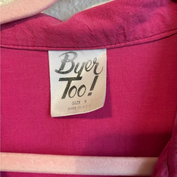 Authentic 80s Byer Too Raspberry Pink Belted Shirtdress with Full Circle Skirt - Picture 6 of 11